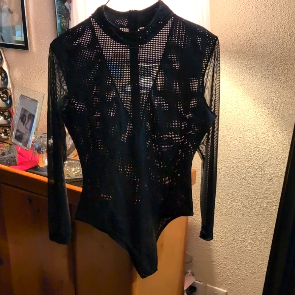 Chic Black Mesh Bodysuit